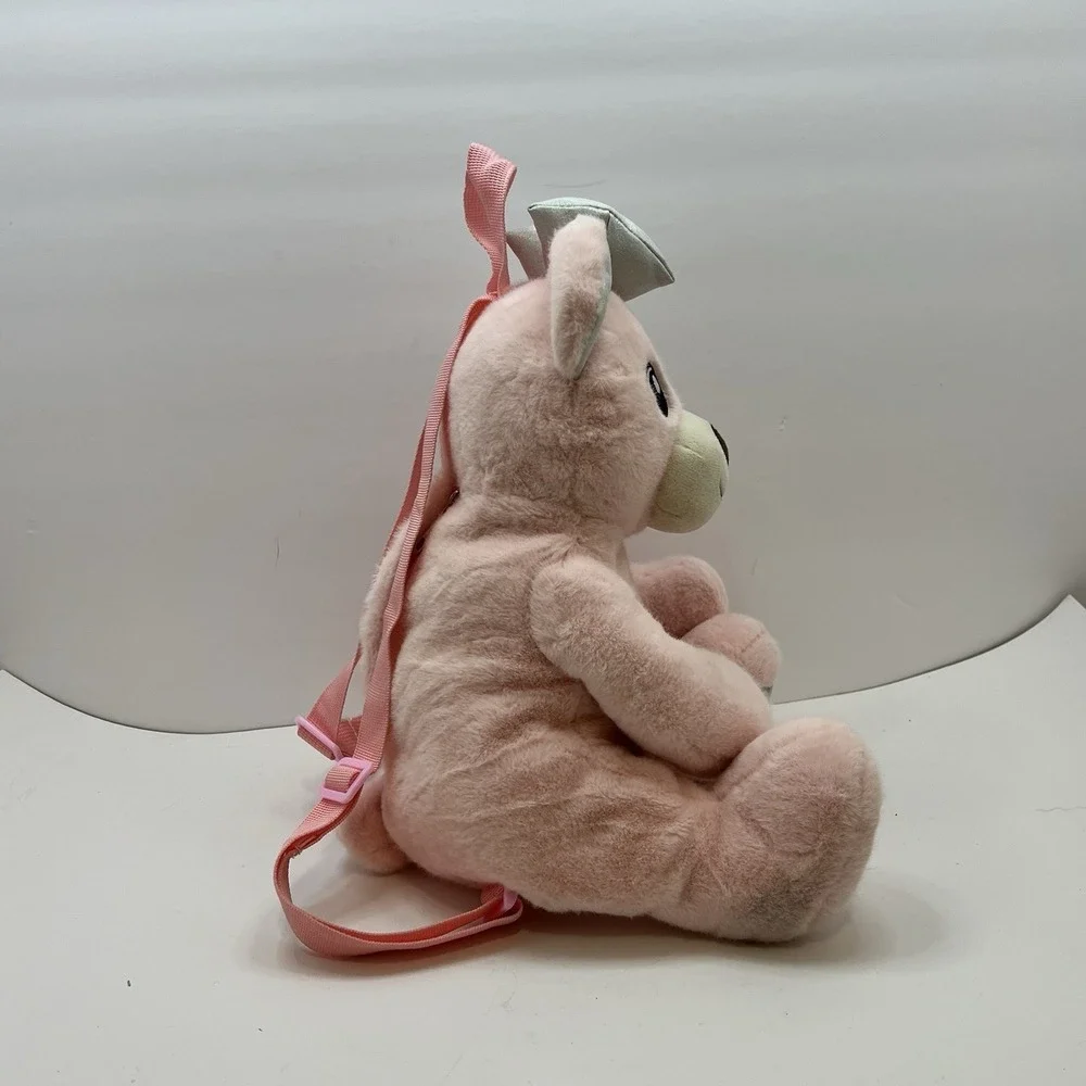 Pink Plush Teddy Bear Back Pack Purse Adjustable Straps Children's Size
